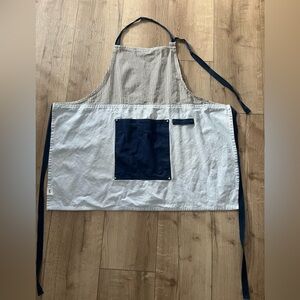 Striped Apron with Navy Pocket